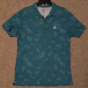 Reef Teal Pineapple Pattern Performance Polo